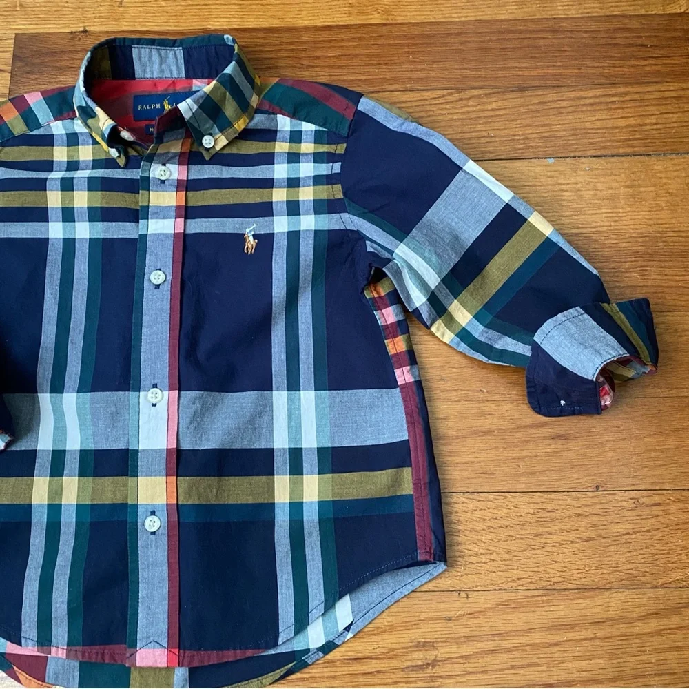 Ralph Lauren Classic Multicolor Plaid Shirt and Hampton Straight Denim Jeans Set
